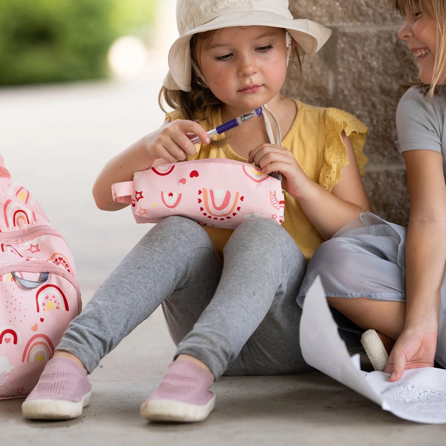 Jan &amp; Jul Pencil Case- Pink Rainbow