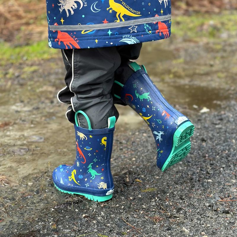 Jan &amp; Jul Puddle-Dry Rain Boots- Space Dinos