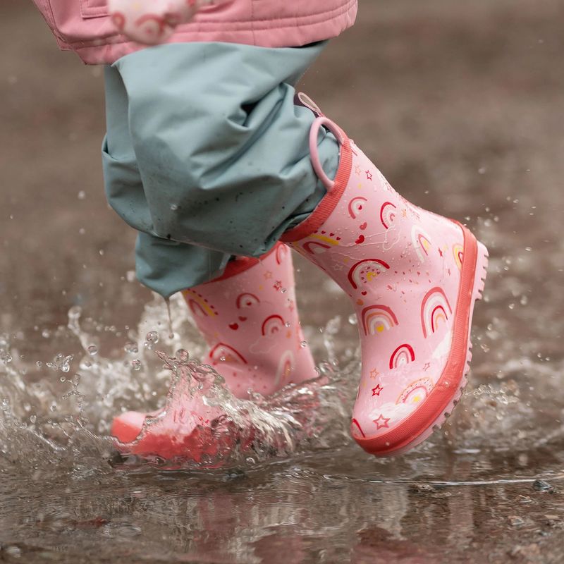 Jan &amp; Jul Puddle-Dry Rain Boots- Pink Rainbow