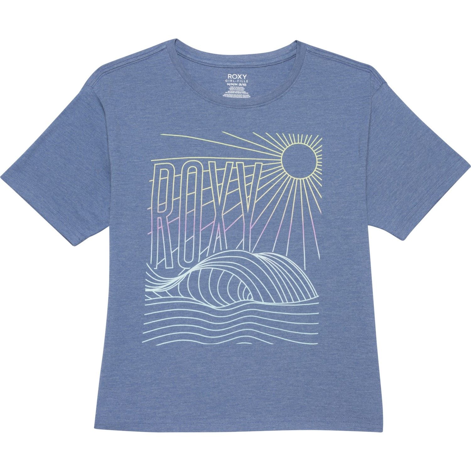 Roxy Girl Lined Up Tee- Blue