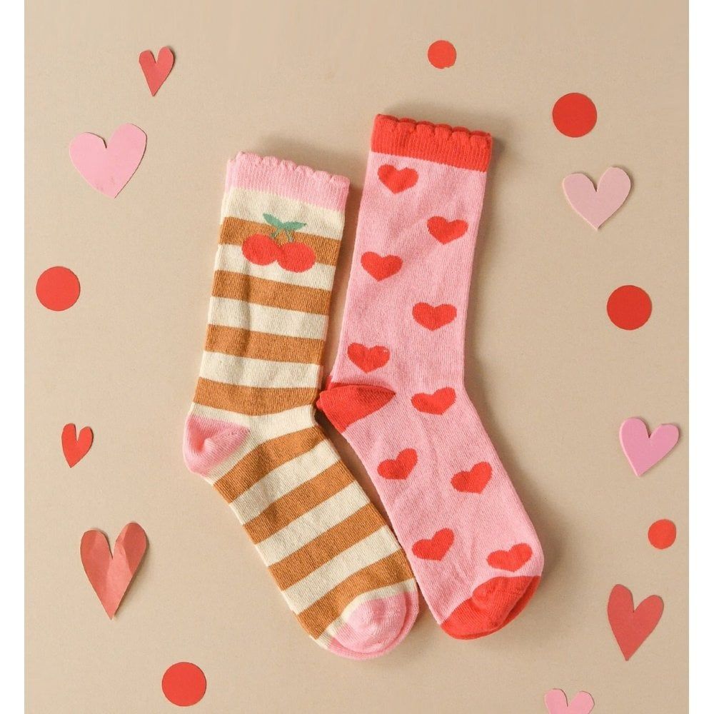 Rockahula Stripy Cherry 2pk Socks, Size: 3-5yrs