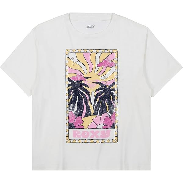 Roxy Girl Sun-Kissed Oversized Tee- Offwhite, Size: 7