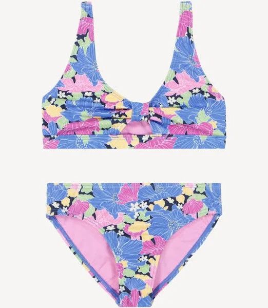 Roxy Girls&#39; Floral Bikini Set- Indigo, Size: 7