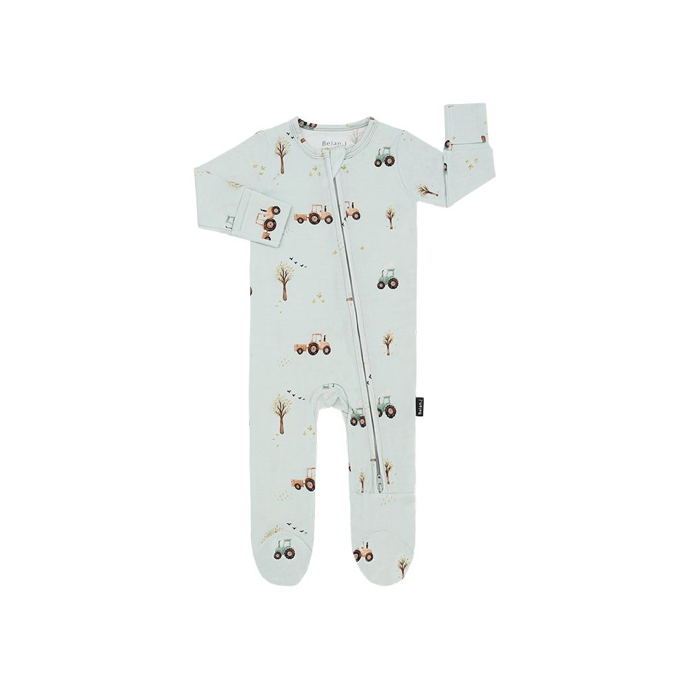 Belan.J Footed Zipper Sleeper- Tractors, Size: NB