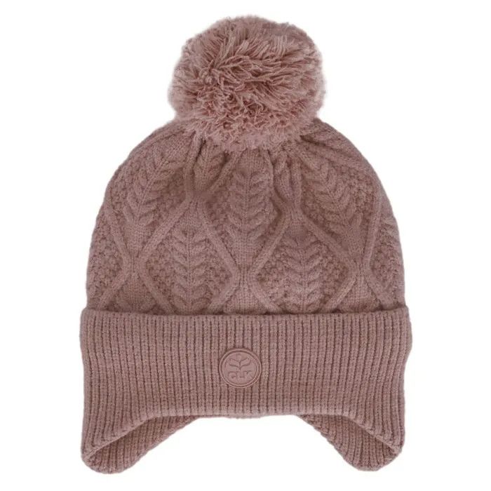Calikids Ear Hug Knit Pom Hat- Rose, Size: INF(9-24M)