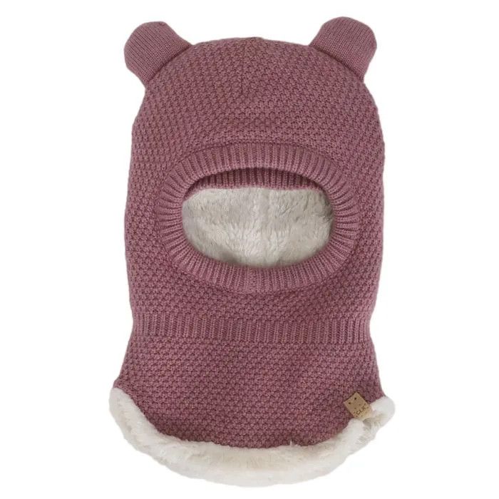 Calikids Knit Bear Balaclava- Rose, Size: INF(9-24M)
