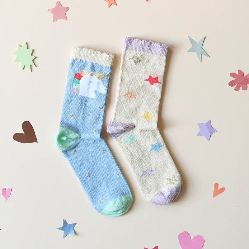 Rockahula Rainbow Unicorn 2pk Socks, Size: 3-5Y