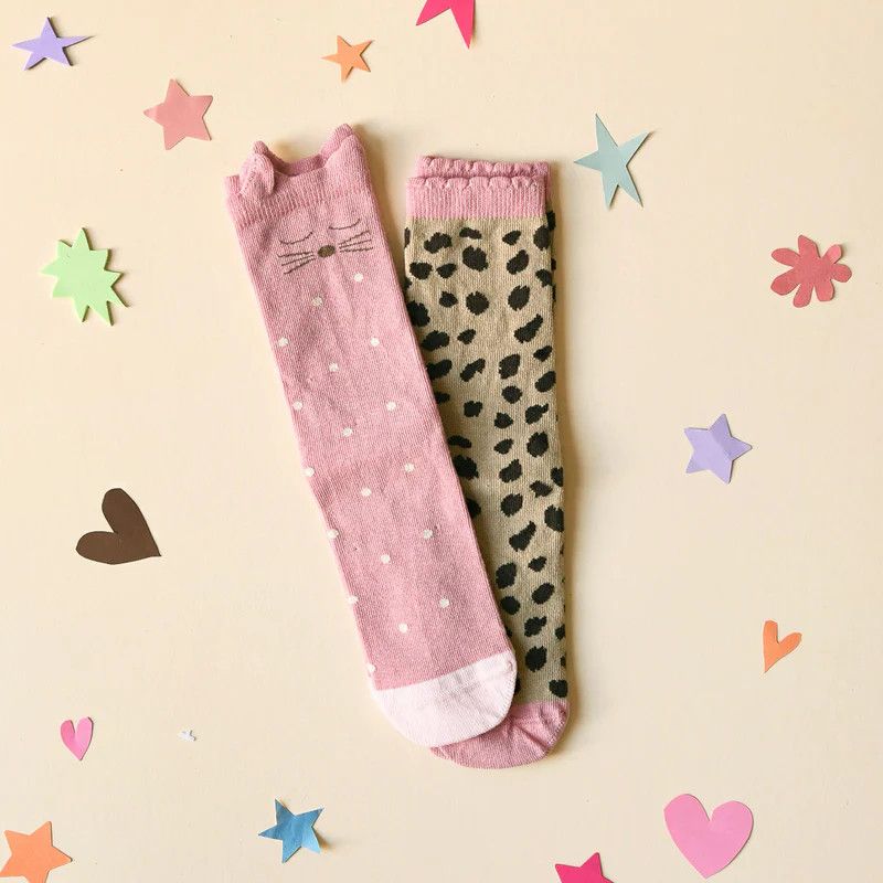 Rockahula Clara Cat Leopard 2pk Socks, Size: 3-5Y