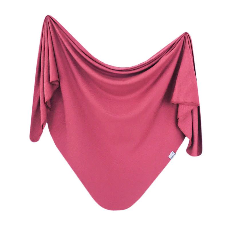 Copper Pearl Ribbed Swaddle Blanket- Berry