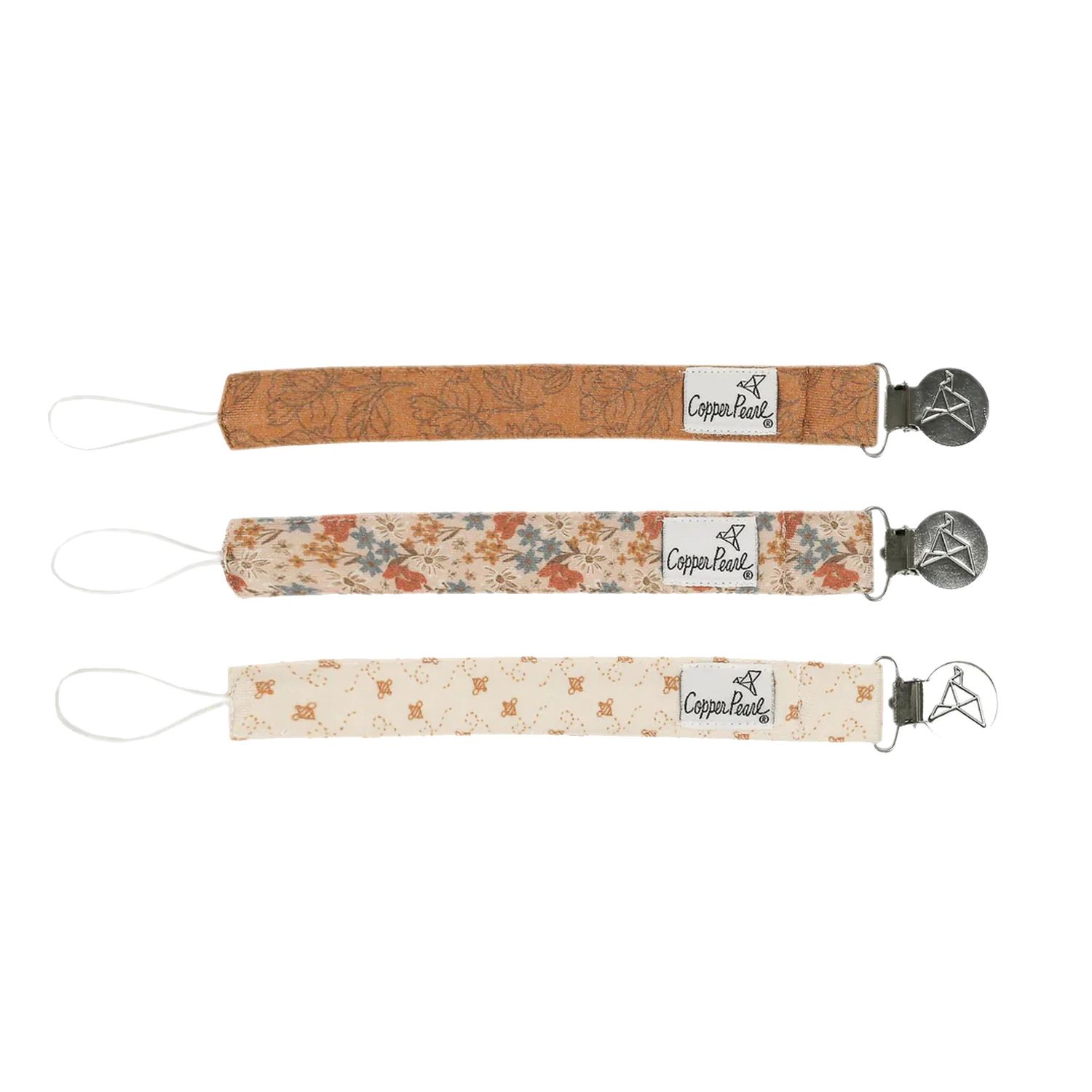 Copper Pearl Binky Clip Set- Eden