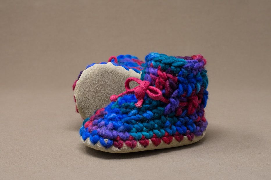 Padraig Cottage Slippers- Red Multi, Size: B3 (3-12M)