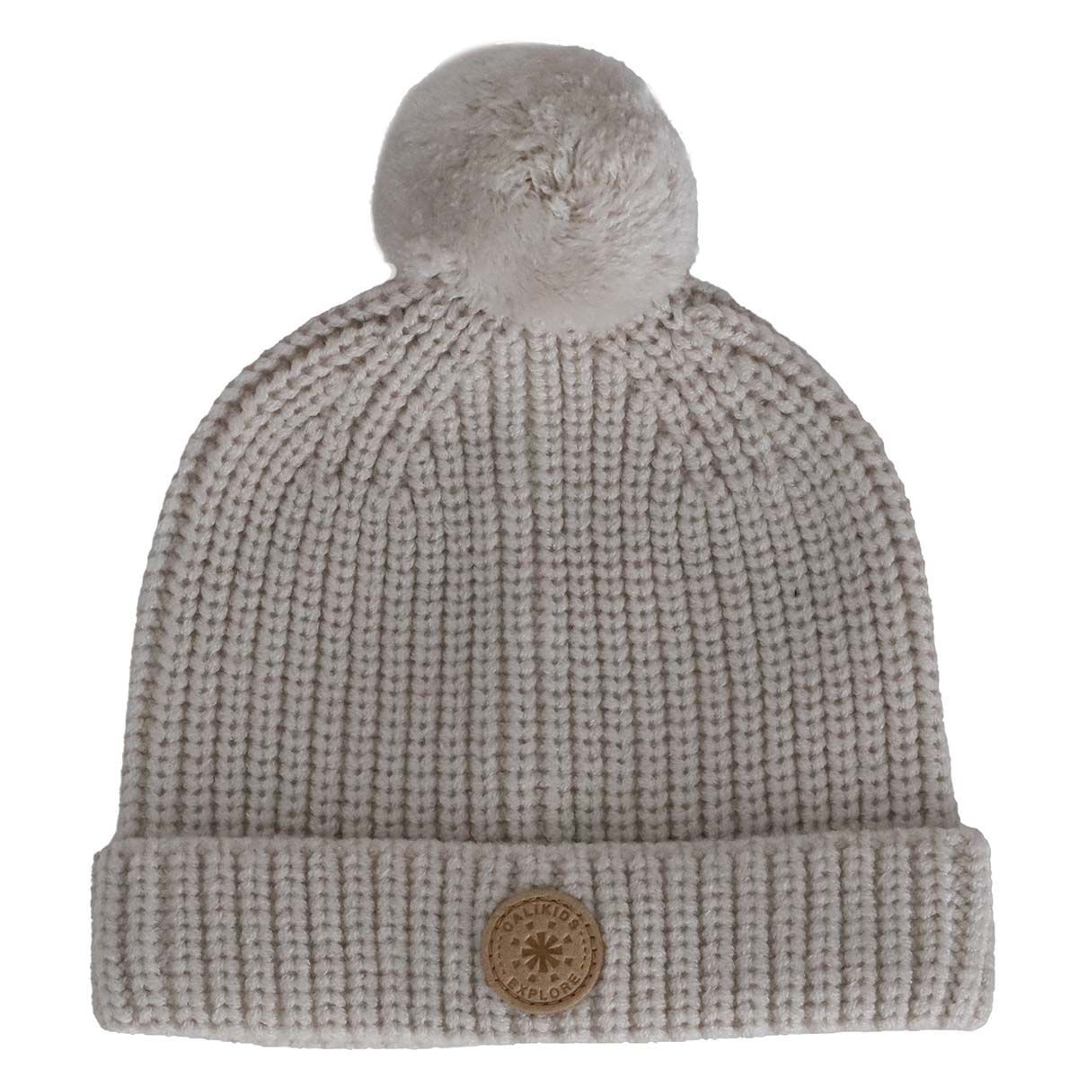 Calikids Baby Knit PomPom Hat 0-9M, Color: Oat