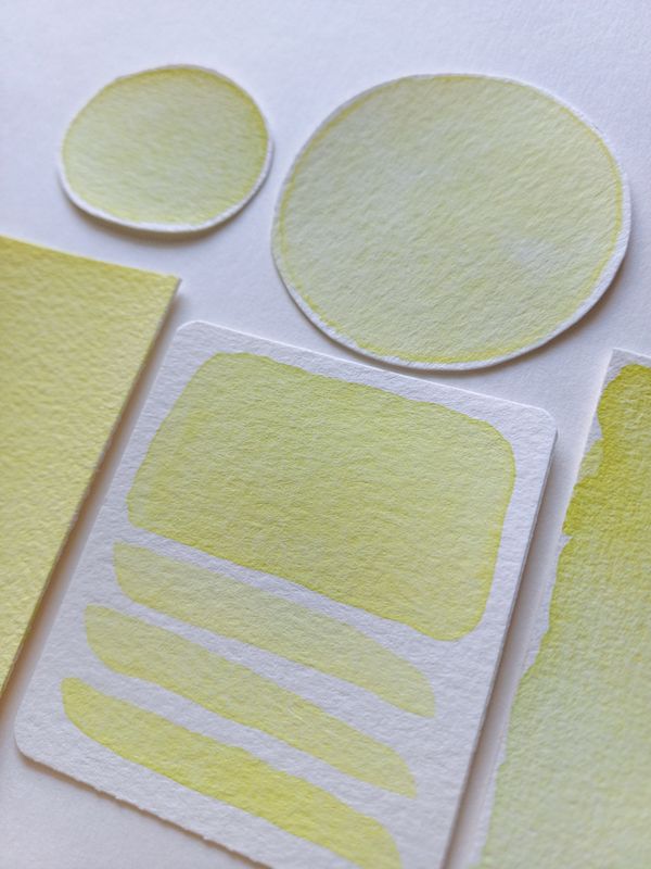 Lemon Sorbet -Handgemachte Aquarellfarbe, halbes Näpfchen, Urban, Landschaft, Natur, Botanik,