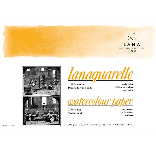 Lanaquarelle Block satiniert 300g/m² , 18x26cm , 20Blatt