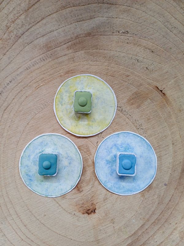 Set- Drei aus einem Guss, handgemachte Aquarellfarben in Künstlerqualität, Profi Malfarben, Künstlerfarben, granulierend & separierend