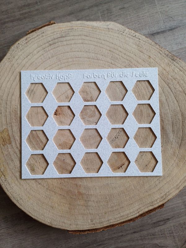 Hexagon 21- zum swatchen, 3D gedruckt, PLA, Farbschablone, Kunstbedarf, Malvorlage, Zeichenvorlage, Zeichen- und Malwerkzeug, Vorlage, Malbedarf, Aquarell
