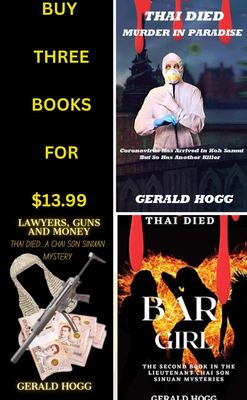 Three books reduced to $15.99. Murder in Paradise, Bar Girl, and Lawyers, Guns and Money