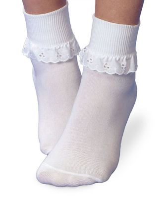 White Eyelet Ruffle Socks 2154