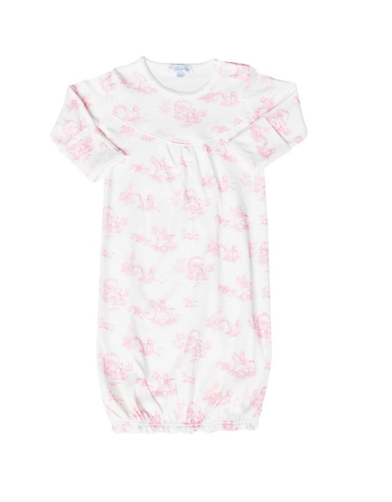 Pink Toile Baby Gown