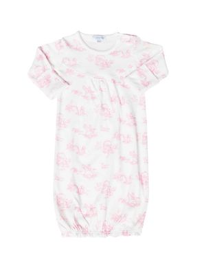 Pink Toile Baby Gown