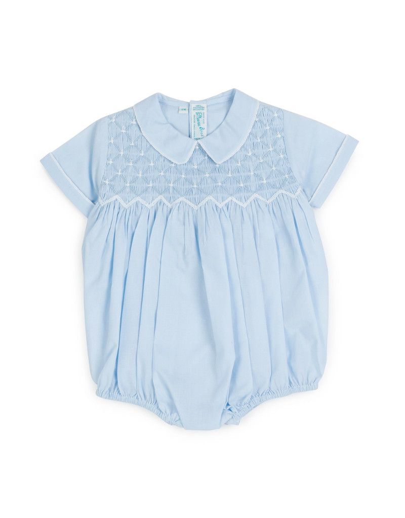 Blue Diamond Smocked Creeper with White