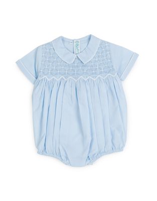 Blue Diamond Smocked Creeper with White