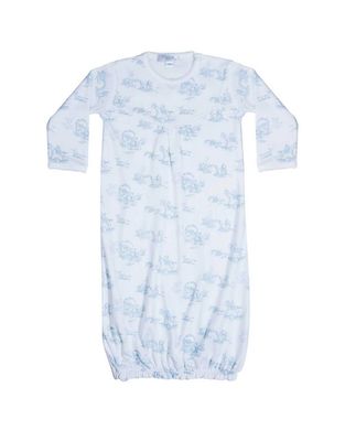 Blue Toile Baby Gown