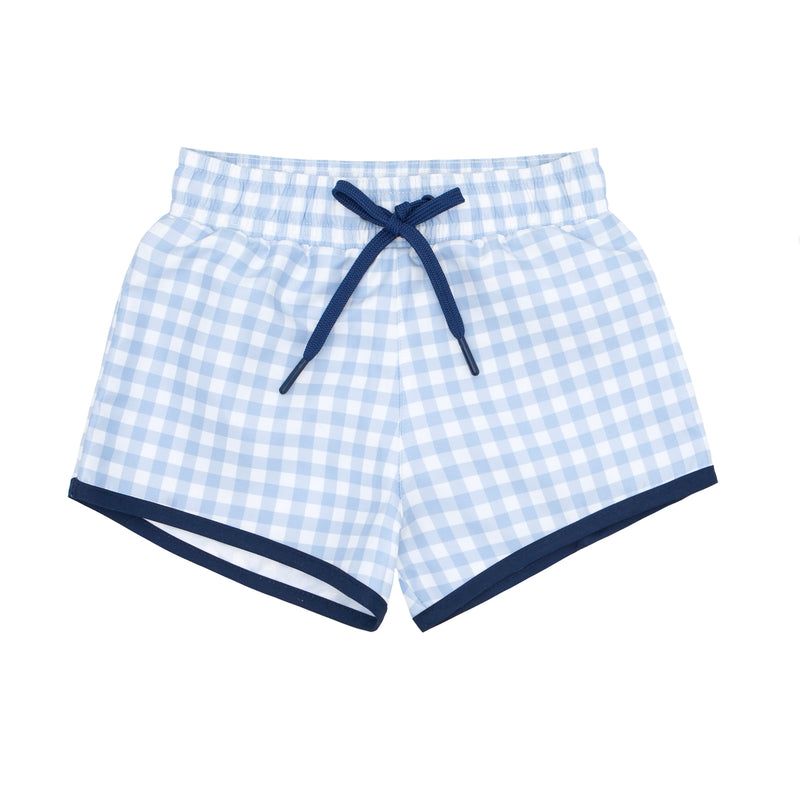 Boys Oasis Blue Gingham Boardie Swim