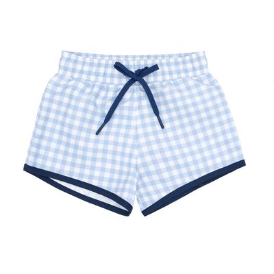 Boys Oasis Blue Gingham Boardie Swim