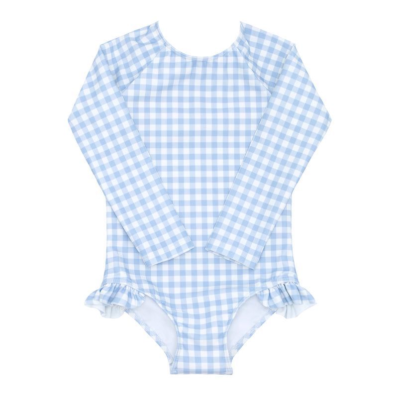 Girls Oasis Blue Gingham Rashguard One Piece