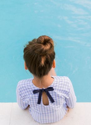 Girls Oasis Blue Gingham Rashguard One Piece