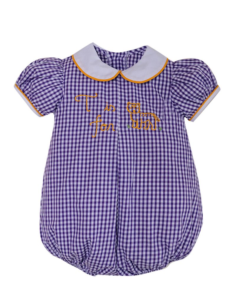 T is for Tiger Girl Bubble, Purple Gingham