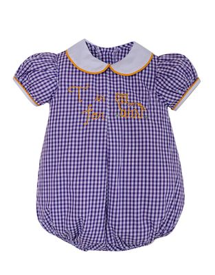 T is for Tiger Girl Bubble, Purple Gingham