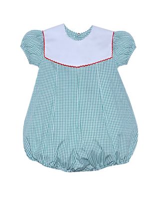 Green Windowpane Reese Bubble with Red Trim Collar