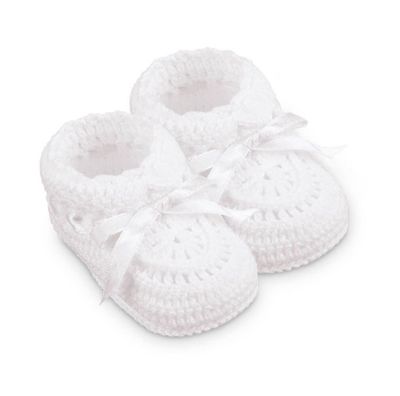 White Crochet Bootie 2681 Newborn