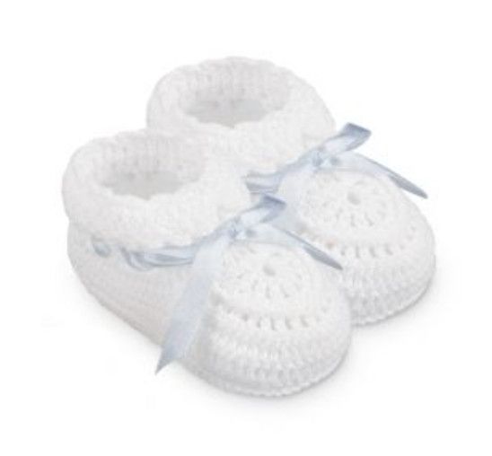 White And Blue Crochet Bootie 2681 Newborn