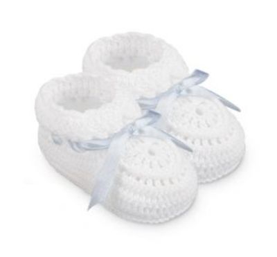 White And Blue Crochet Bootie 2681 Newborn