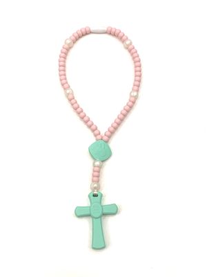 Teething Rosary Pink/White Large