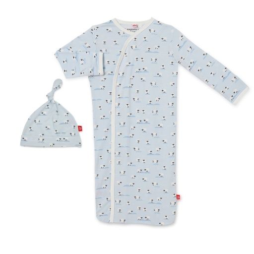 Baa Baa Baby Modal Magnetic Gown /Hat Set Blue NB-3m