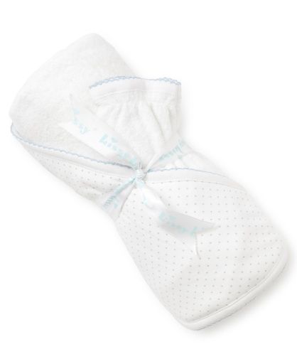 New Kissy Dots Towel w/ Mitt, White/Lt Blue