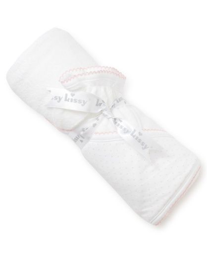 New Kissy Dots Towel w/ Mitt, White/Pink