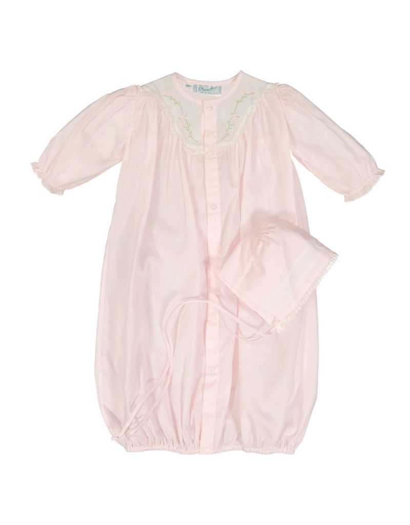 Girls Pink Embroidered Yoke Take Me Home Gown NB
