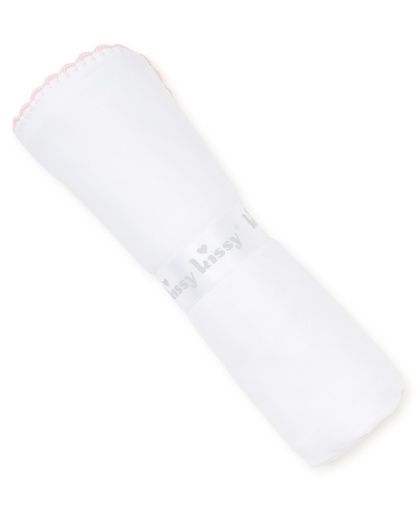 White Premier Basics Blanket with Pink Trim