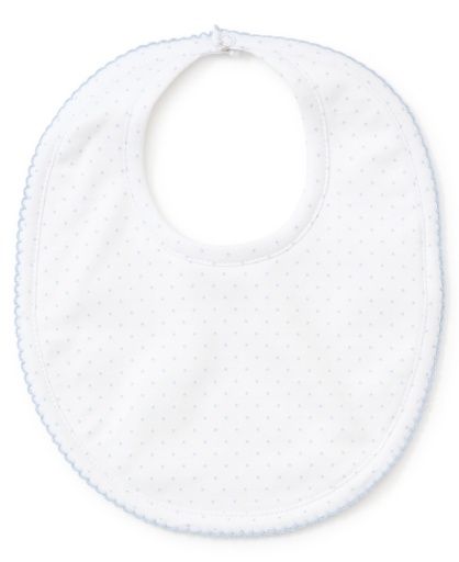 New Kissy Dots Print Bib,  White/Lt Blue
