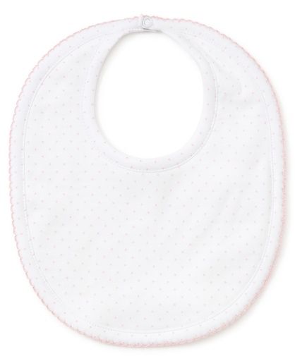 New Kissy Dots Print Bib,  White/Pink