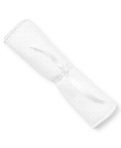 New Kissy Dots Print Burp Cloth, White/Silver
