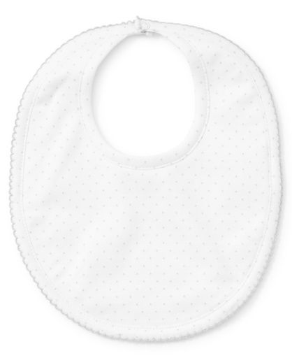 New Kissy Dots Print Bib,  White/Silver