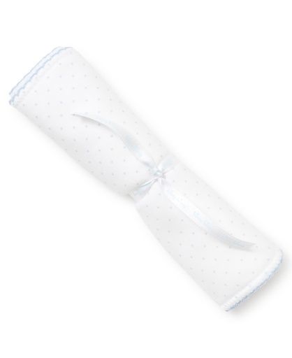 New Kissy Dots Print Burp Cloth, White/Lt Blue