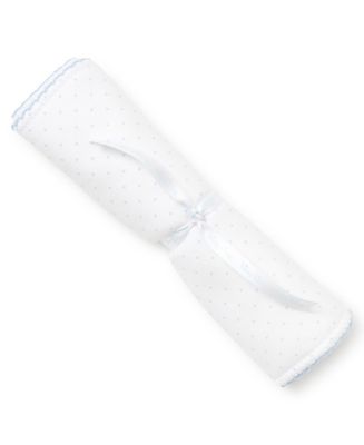 New Kissy Dots Print Burp Cloth, White/Lt Blue