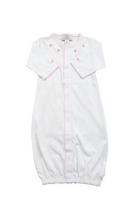 White Pima Converter Gown with Pink Rosebuds